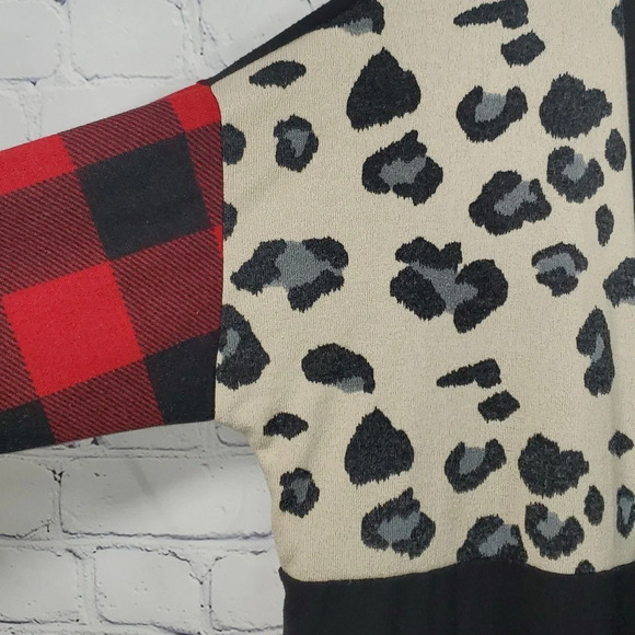 A.gain Multicolor Plaid and Leopard Print Long Duster Cardigan Size 3x - Picture 2 of 9